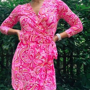 Lilly Pulitzer Karlie Wrap Romper in Mango Salsa